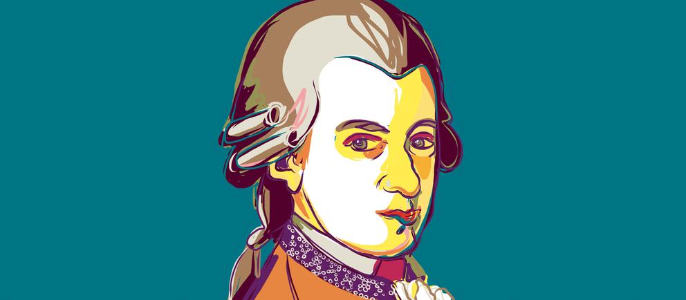 Büste von Mozart modern gezeichnet  